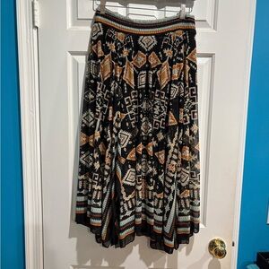 JohnPaulRichard mesh midi Aztec print skirt sz M